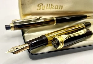 NOS 1953 PELIKAN 400& 450 TORTOISE BROWN SET- Fountain Pen&Pencil-F Nib-Restored - Picture 1 of 24
