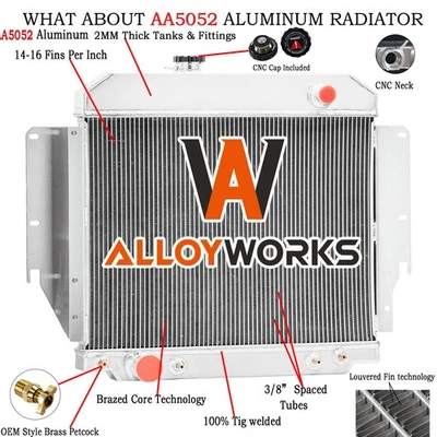 3-Rows Radiator Fit 1975-1991 Ford E100 E150 E250 E350 Econoline Club Wagon 5.0L - Image 1 of 4