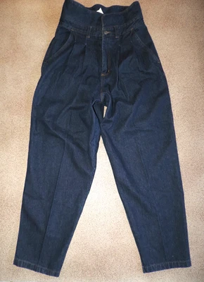 Jeans vintage Venezia Y2K plissado folgado largo cano cônico perna tamanho 18 longo novo com etiquetas - Imagem 1 de 4