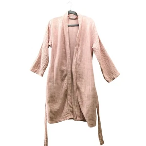 Parachute Waffle Cotton Robe Womens S Light Pink Gauze Tie Waist - Picture 1 of 9