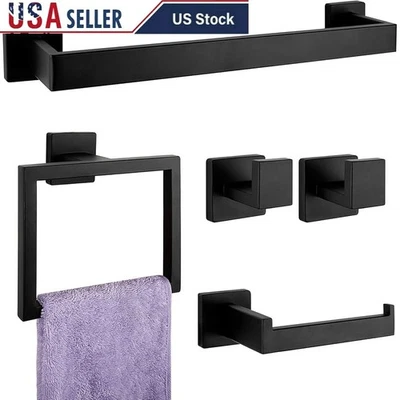 Juego Toallero Acero Inoxidable Accesorios Baño Toallero Barra Anillo Ganchos Nuevo Foto 1 de 4