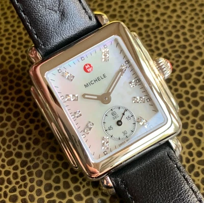 MICHELE Diamond Mother of Pearl Dial Art Deco Stainless Steel Wristwatch - Image 1 of 4