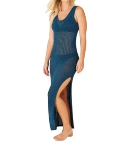 Maxi vestido sin mangas de ganchillo azul Shade & Shore para mujer talla pequeña (4-6) - Imagen 1 de 3