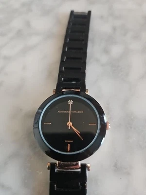 Adrienne Vittadini ad13455 diamond  Woman’s Crystal Bezel Watch, New Battery - Image 1 of 4