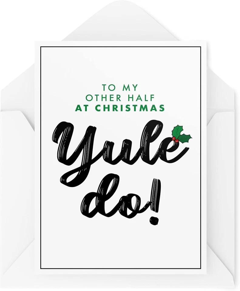 TONGUE IN PEACH Comical Christmas Card For Husband Wife Partner, To My Other Half At Christmas.