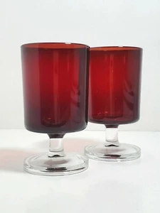 VINTAGE LUMINARC Ruby Red Cordial Liquor Glasses Marked France Old Fashioned Set - Picture 1 of 11