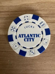 Poker Chip from Atlantic City, $1 White And Blue - Picture 1 of 2