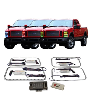 RGB Multi Color RF Headlight Halo kit for Ford F-250 Super Duty 08-10 - Picture 1 of 11