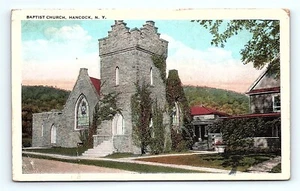 Postcard New York 1941 Vintage Baptist Church Hancock, NY. Blue Sky Sidewalk - Picture 1 of 3