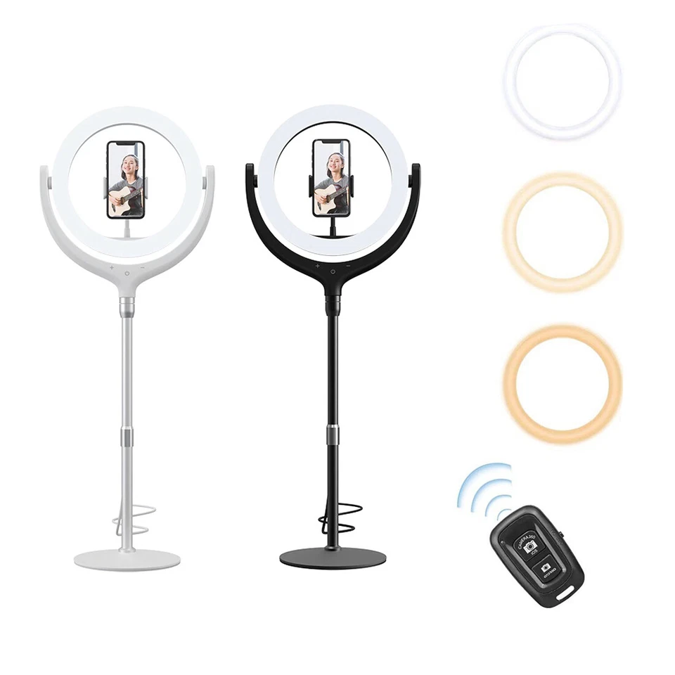 10" LED Ring Light Heavy Duty Stand Remote Control Mount Phone Holder Youtube - Image 1 of 4