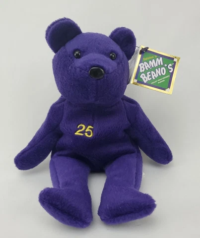 1998 Salvino's Bamm Beanos MLB #25 Mark McGuire Purple Plush Bear Cover