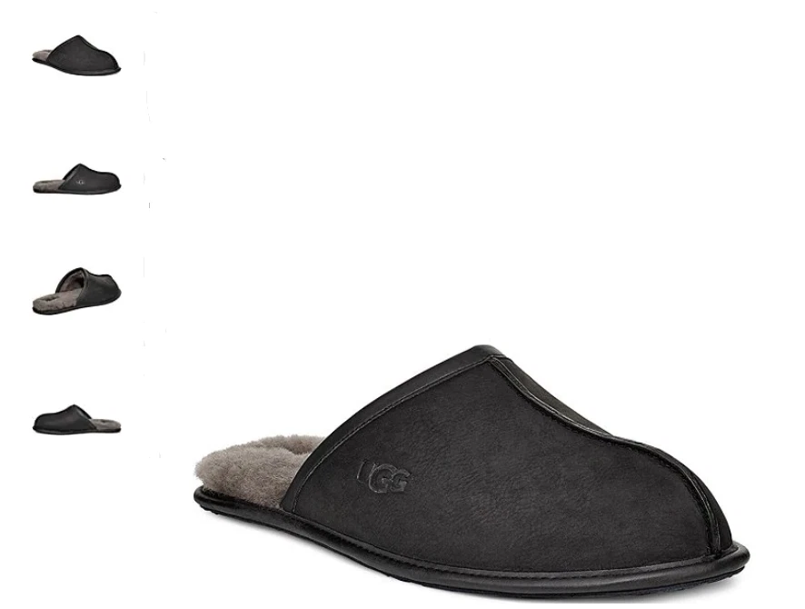 Zapatilla sin cordones UGG Scuff de cuero negra para hombre tallas EE. UU. 7-14/¡NUEVA!!! Foto 1 de 1