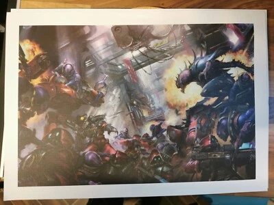Warhammer Job Lot A3 Art Черный Библиотечный Плакат Genestealers Adeptus Mechanicus - Изображение 1 из 3