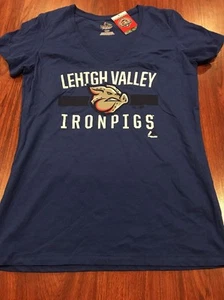 Majestic Lehigh Valley Iron Pigs Women's Jersey Shirt Large L Phillies Bacon - Picture 1 of 6