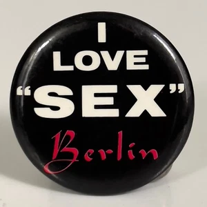 Vintage 1982 BERLIN I Love Sex promo badge button pin Pleasure Victim Terri Nunn - Picture 1 of 4