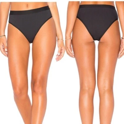 Parte inferior de biquíni Frenchi preta nova com etiquetas L Space XS varejo $99 - Imagem 1 de 4