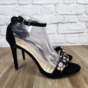 Anne Michelle Sugarlove Womens Size 10 Black Velvet High Heel Slingback Open Toe - Picture 1 of 11