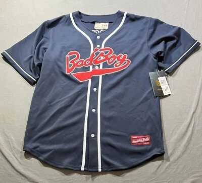 Camiseta de béisbol Biggie Smalls Bad Boys 2XL azul manga corta botón para hombre Foto 1 de 4