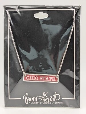 OSU Ohio State University Buckeyes Adjustable Slider Bead Necklace Silver Tone - Image 1 of 4