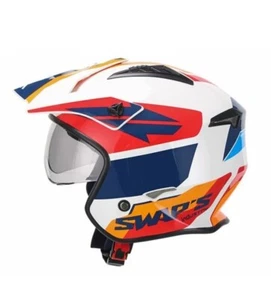 Helmet Jet Trial off-Road Swaps S769 Trooper White Orange Blue SIZE S 55-56 - Picture 1 of 14