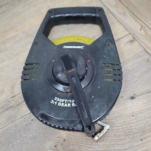 Silverline Black And Yellow Fibreglass Tape Measure 330FT With Handle - Picture 1 of 4
