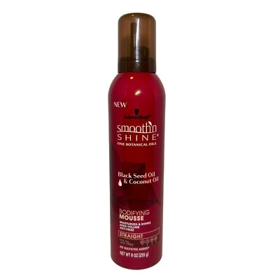 Schwarzkopf Smooth'n Shine Black Seed Coconut Oil Bodifying Mousse 9oz NEW - Image 1 of 4