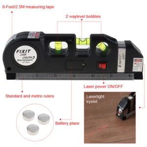 Multipurpose Laser Horizontal Vertical Measure Instrument Laser Level Ruler Tool - Picture 1 of 8