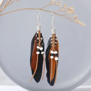 Pendientes de perlas de pluma pendientes adornos de playa pendientes de gancho ¡regalo! ψ - Imagen 1 de 22