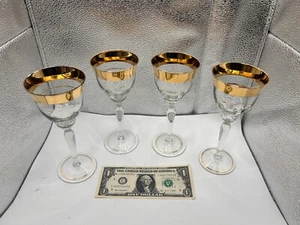 Juego de 4 copas de vino champán vintage Dorothy Thorpe banda dorada 6 7/8" de alto - Imagen 1 de 6