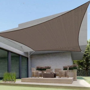 Sun Shade Sail Rectangle Brown Canopy Shelter Cover for Outdoor Yard Garden Pool - Picture 1 of 9