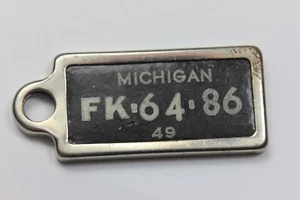SCARCE Michigan 1949 Disabled Veterans License Plate Fob Tag # FK-64-86 - Picture 1 of 2