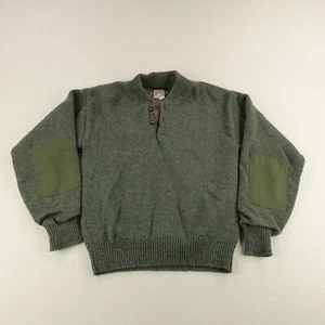 Vintage Cabelas Sweater Medium Green XCR Extended Comfort Range Wool Henley Ragg - Picture 1 of 12