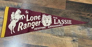 The Lone Ranger With Lassie Personal Appearance Filz Wimpel Vintage 1957 - Bild 1 von 10