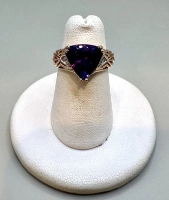 14K Rose Gold Amethyst And Diamond Ring Sz 5 - Image 1 of 4