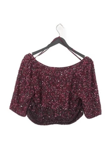 Coast Women's Top UK 10 Purple 100% Polyester Short Sleeve Round Neck Cropped - Picture 1 of 5