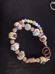 Beaded Keychain Wristlet Bracelet Lanyard Backpack Hanger Versatile Chain OOAK - Picture 1 of 5