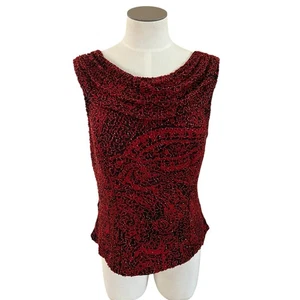 Andretta Donatello Damen Vintage Seide Perlen drapiert rot Abendtop Größe Large - Bild 1 von 15