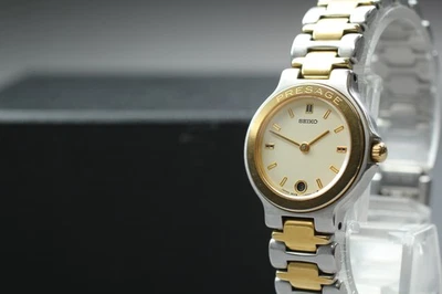 Vintage 1986 N MINT Seiko Presage 3E29-0050 Day Two-Tone Qz Womens Watch JAPAN - Image 1 of 4