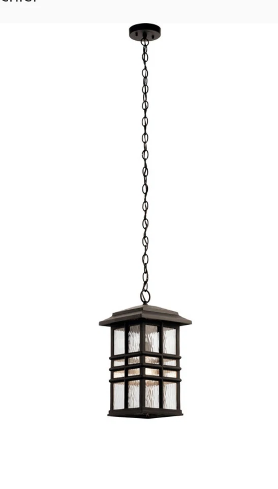 Kichler Beacon 方形户外吊坠浅纹理黑色 49833 BKT,全新 — 第 1/3 张图片