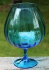 Vintage Empoli MCM Deep Turquoise BLUE Optic 10 1/2" Tall Sniffer Vase Fish Bow
