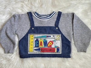 Ultra Rare 80s Camp Beverly Hills Blue Sweatshirt Vintage Retro School Kids SM - Picture 1 of 12