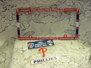 PHILADELPHIA PHILLIES PLASTIC LICENSE PLATE FRAME SLIM LINE 6" X 12 /DECAL NEW - Picture 1 of 1