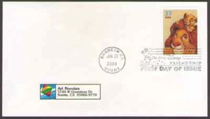 US. 3867. 37c. Mufasa, Simba. The Art of Disney: Friendship. FDC 2004 - Picture 1 of 1
