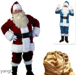 Adult Velvet Santa Claus Christmas Cosplay Costume Suit XMAS Apparel Suit Men @ - Picture 1 of 7
