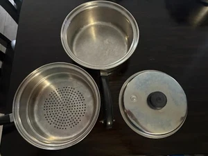 Caldera vaporera de cacerola de acero inoxidable Saladmaster T304S de 3 piezas y tapa de vapor EE. UU. - Imagen 1 de 3