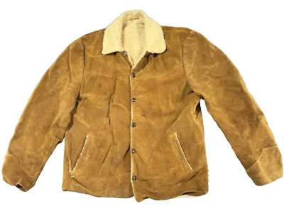 VINTAGE 1960'S LEVI'S BIG E Suede Brown Made in USA Size M Sherpa Lined Jacket - Image 1 of 4