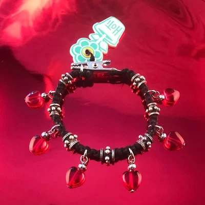 HOTI Cáñamo Hecho a Mano Negro Rojo Corazón Cucaracha Clip It Dije Pulsera Rock Love Metal Foto 1 de 2