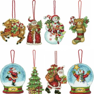 Dimensions Counted Cross Thread Stitch Kit Christmas Santa Angel Snowman Globe - Bild 1 von 7