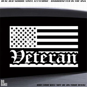 USA VETERAN Flag Vinyl Window Decal Sticker Patriotic Occupation Military VET  - Picture 1 of 4