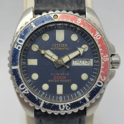 Citizen 4-824199 Pepsi Bezel 8200A relógio masculino mergulhador automático - Imagem 1 de 4